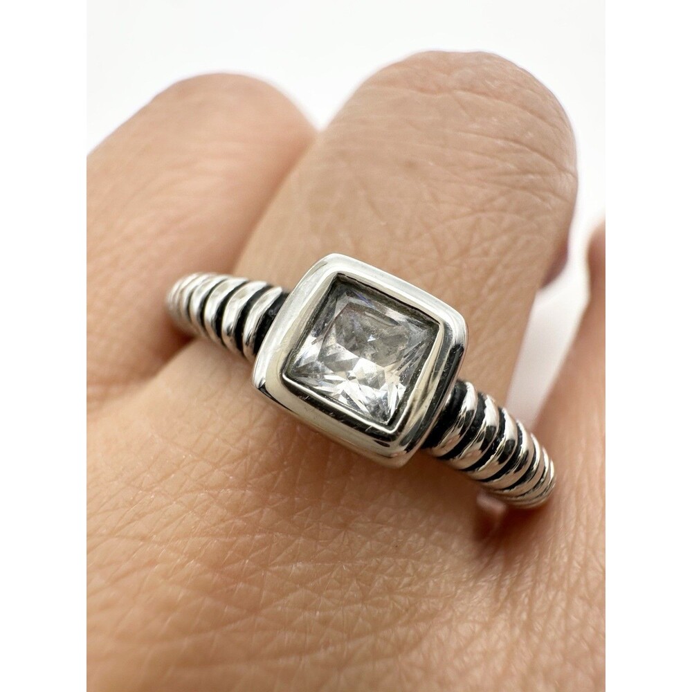 Stainless Steel Princess Cut CZ Wedding Ring Size 9